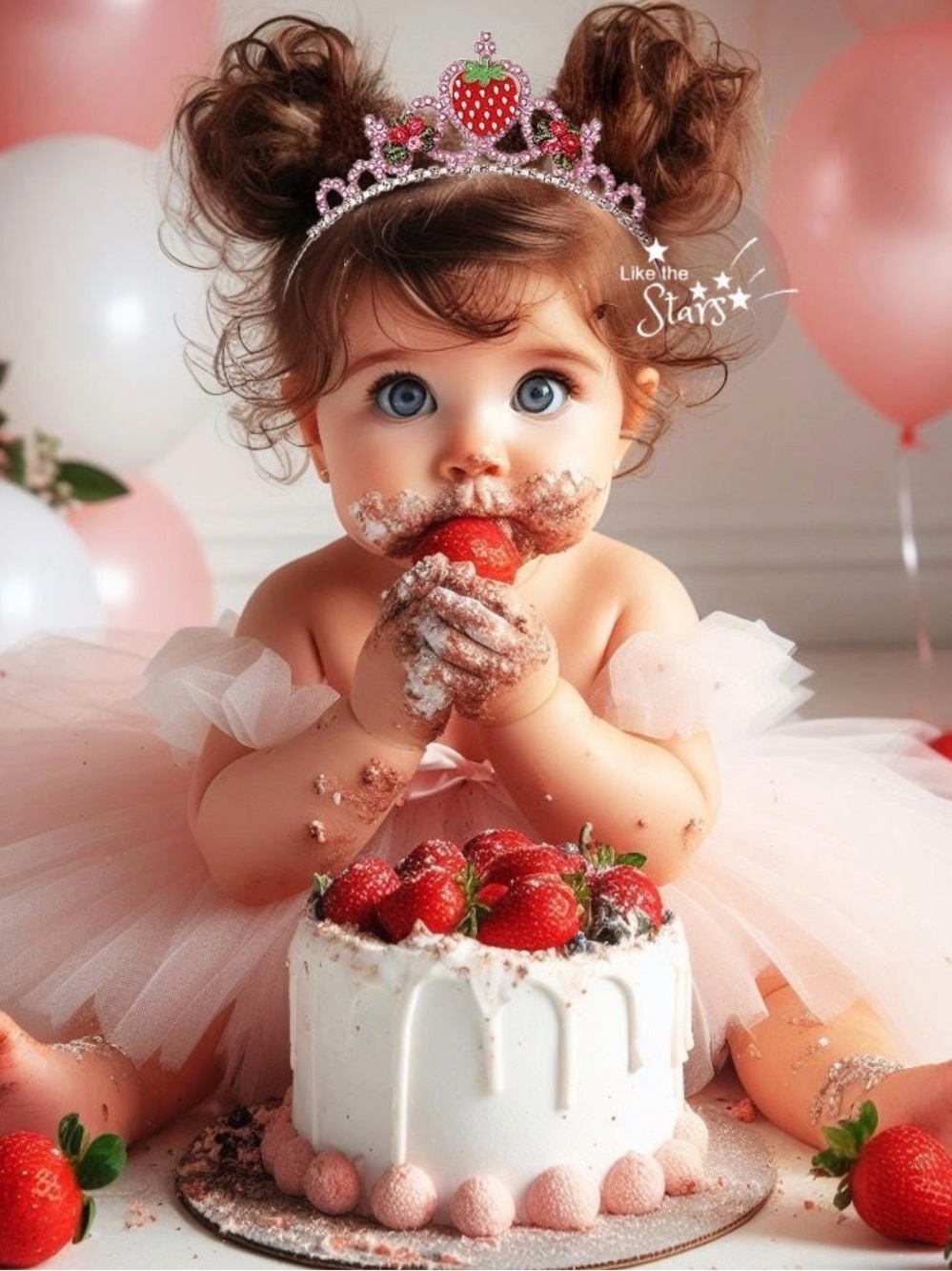 1st Birthday Strawberry Tiara Headband